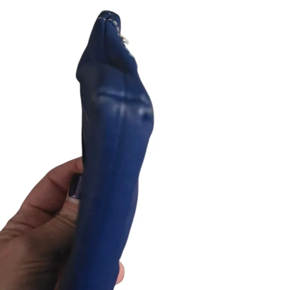 Coach Madison Royal Blue Leather Pleated  Wristlet Top Zip Wallet Clutch Purse - Picture 4 of 6